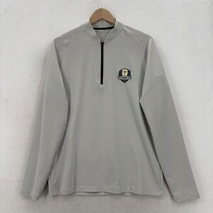 Swannies Pullover Mens Medium Gray 1/4 Zip Stretch Golf Players Cup Logo Preppy